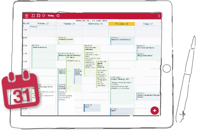 Online Kalender bzw. Gruppenkalender für Unternehmen auf dem Tablet