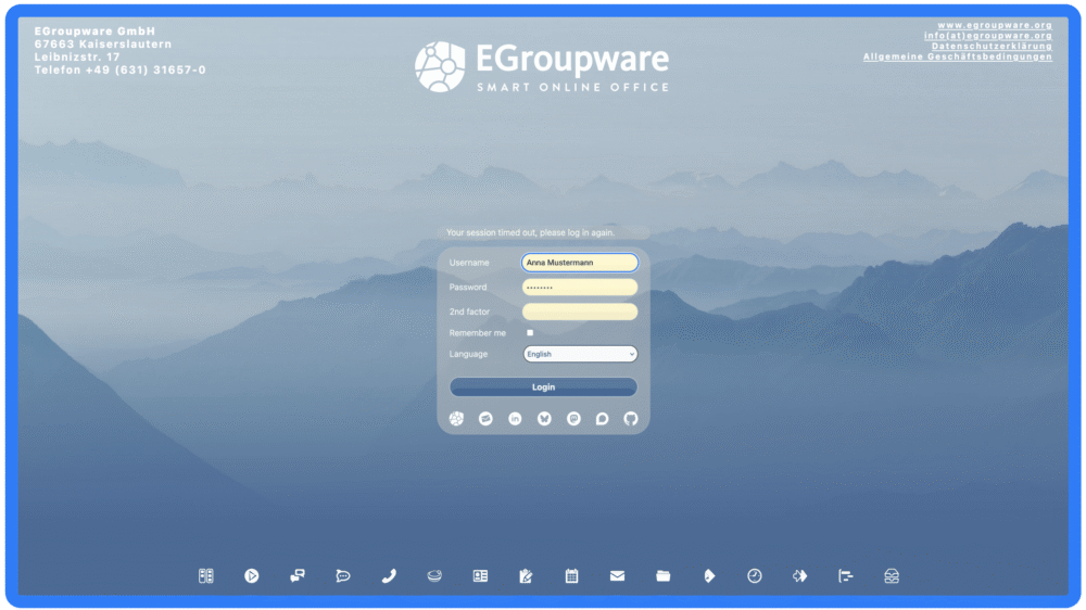 EGroupware 26 - Login Screen